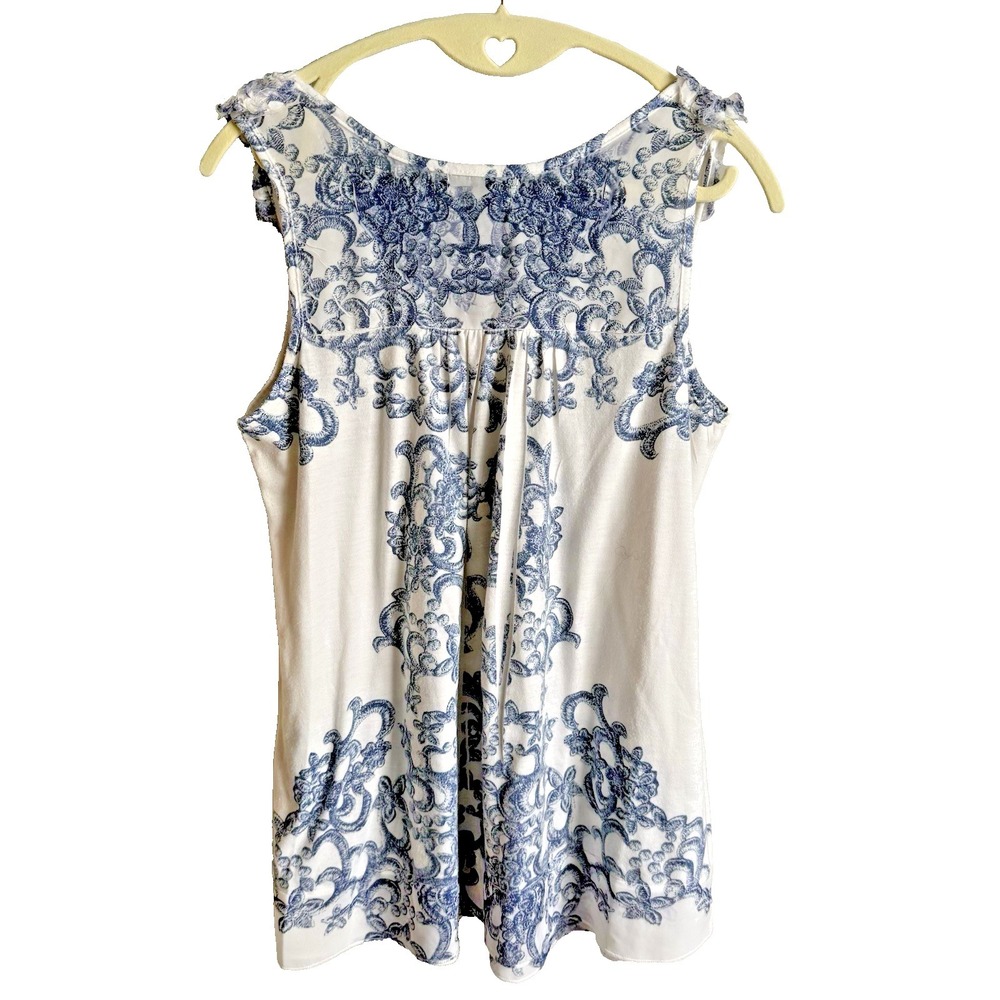 ESPRESSO Y2K Babydoll Tank Top L Lace Blue Floral Camisole Boho Cottage Fairy - Picture 4 of 12
